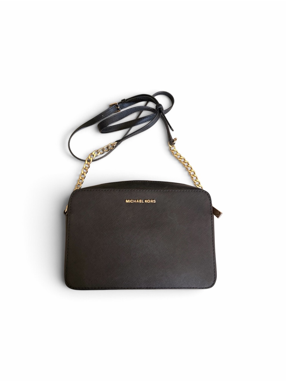 Michael Kors Black Crossbody with Gold Chain Strap